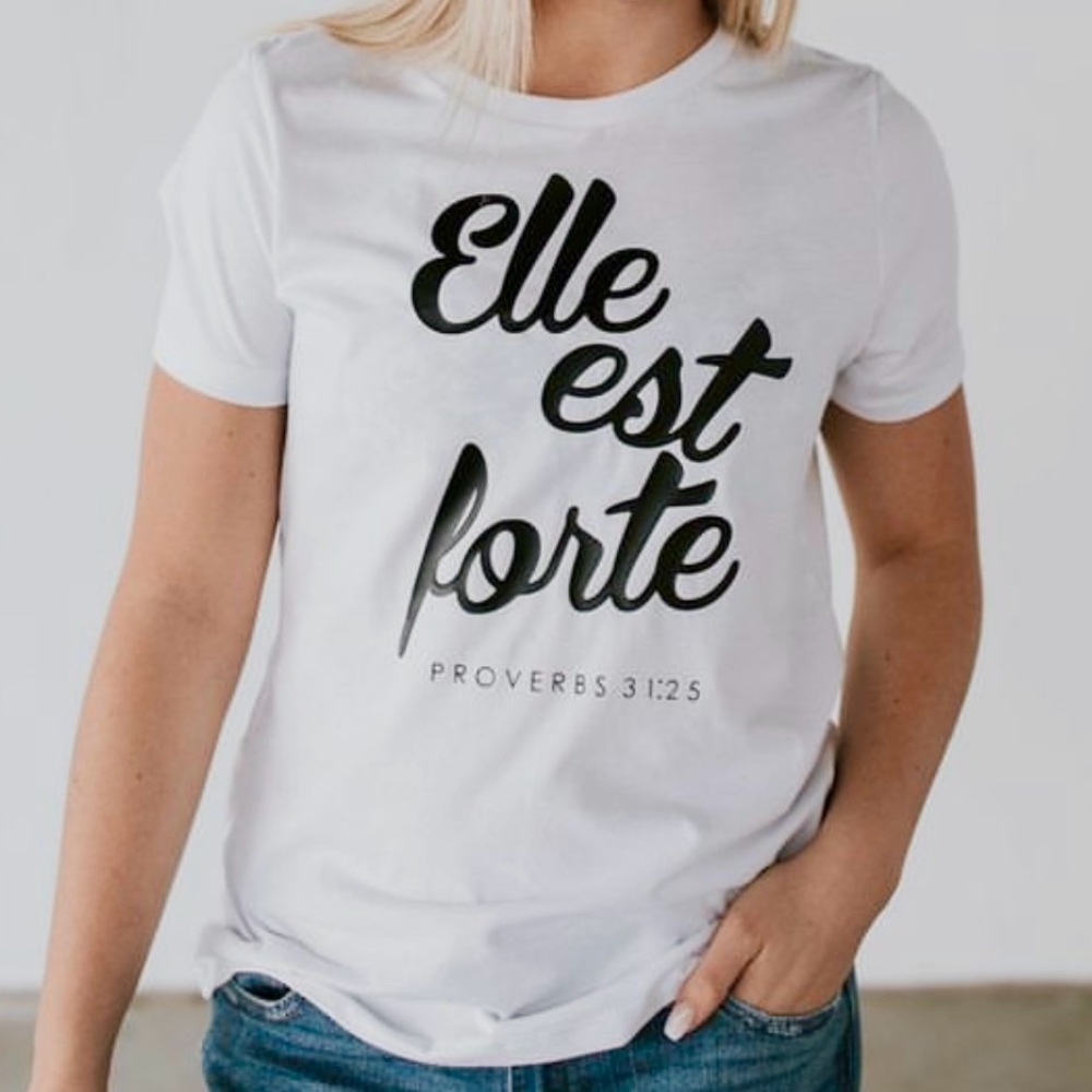 LIKE NEW WORN ONCE Elle Est Forte Proverbs 31 Shirt L